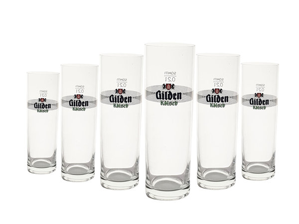 6x Gilden Kölsch Bier Glas 0,2l Gläser Biergläser Bierglas Stange schwarz/silber