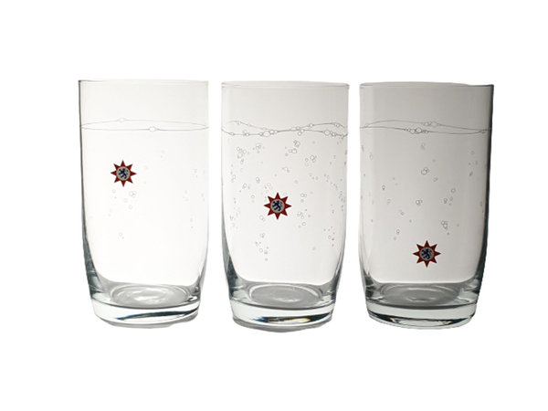 3er Set Gerolsteiner Glas Design Wasserglas "Luftblasen" Trinkgläser