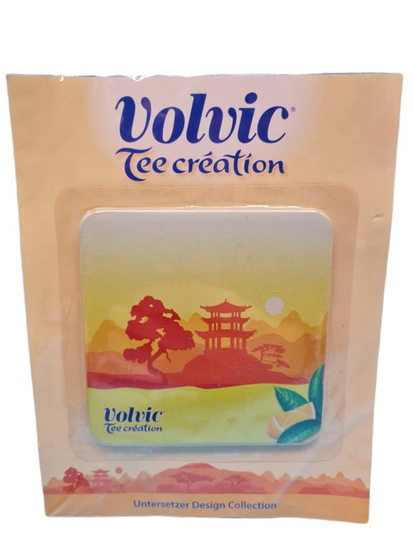 Volvic Wasser Untersetzer Tea Tee Getränke eckig Design Collection "gelb"