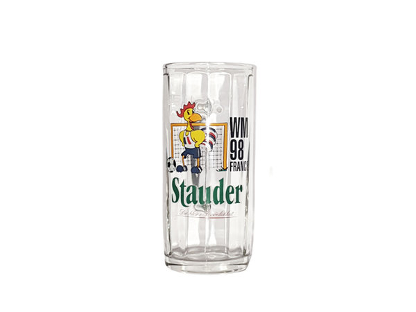 Stauder Bier Brauerei Bierkrug WM France 98 Bierglas Krug Glas Motiv 2