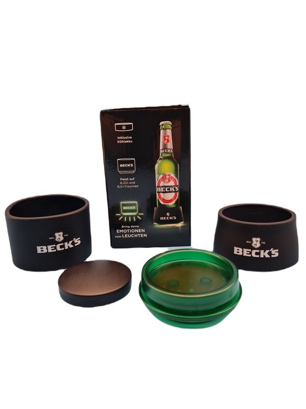 Becks Bier LED Beleuchtung Flaschenkühler Halterung 0,33 0,5l grün
