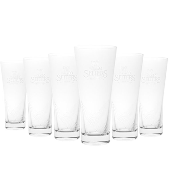 6x Selters Exklusiv Glas / Gläser 0,2l Becher Relief Kontur Wasserglas