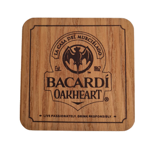 Bacardi Holzuntersetzer Untersetzer Holz Oakheart Rum Drink Bar Glas Bierdeckel