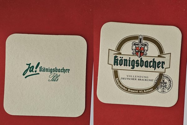 Königsbacher grüne Schrift -Ja! Brauerei Bierdeckel Bierfilz Coaster Beermat