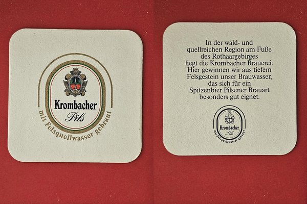 Krombacher Logo Vorderseite mittig Brauerei Bierdeckel Bierfilz Coaster Beermat