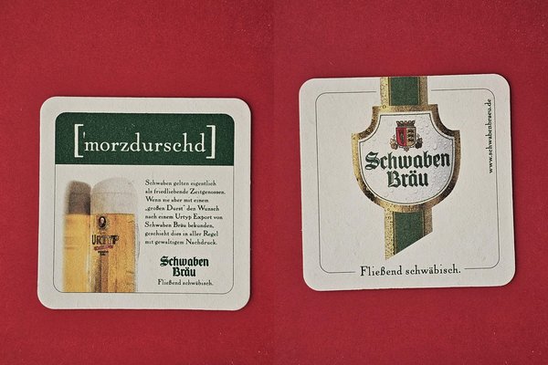 Schwaben Bräu morzdurschd Brauerei Bierdeckel Coaster Beermat
