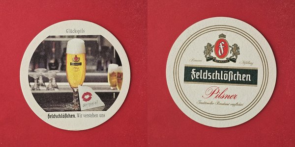 Feldschlößchen grüner Balken Brauerei Bierdeckel Coaster Beermat