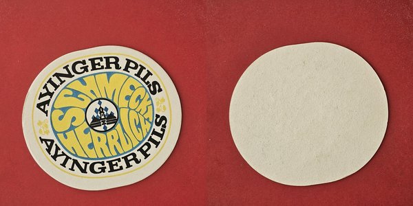 Ayinger –blauer Kreis- gelbe Schrift Brauerei Bierdeckel Coaster Beermat