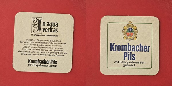 Krombacher in aqua veritas Brauerei Bierdeckel Coaster Beermat