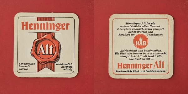 Henninger Alt roter Streifen Brauerei Bierdeckel Coaster Beermat