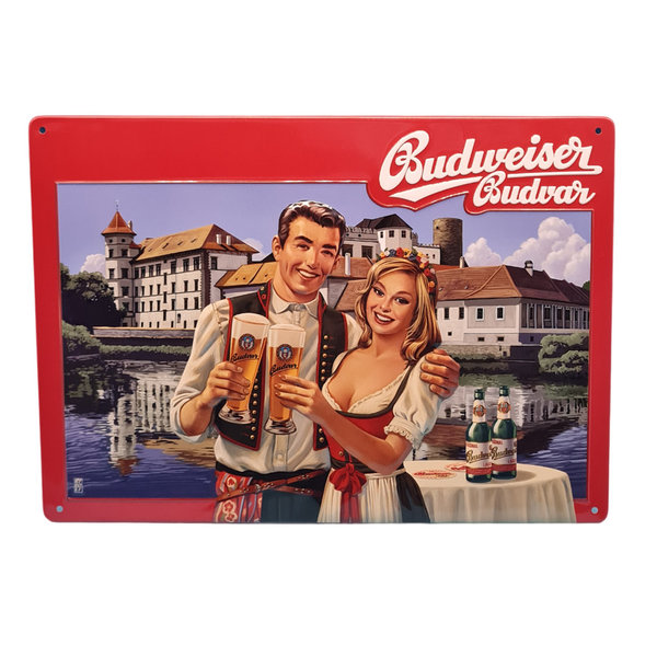 Budweiser Budvar Bier Brauerei Blechschild 20,5x21 Schild Werbung