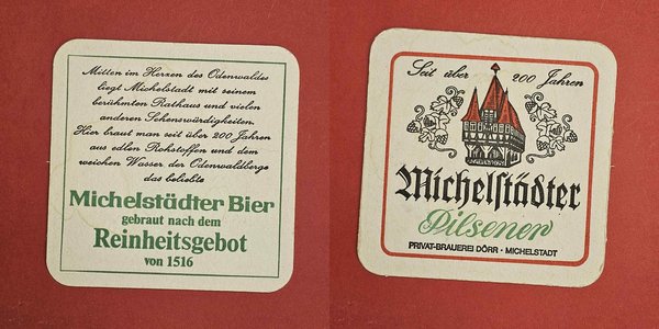 Dörr Michelstadt Reinheitsgebot grün Brauerei Bierdeckel Coaster Beermat