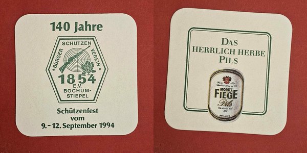 Fiege – Schützenfest 1994 Brauerei Bierdeckel Coaster Beermat