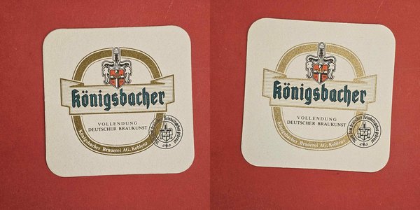 Königsbacher grüne Schrift beidseitig Brauerei Bierdeckel Coaster Beermat
