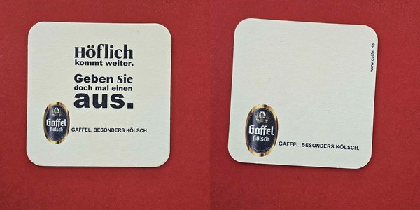 Gaffel Höflich kommt weiter Brauerei Bierdeckel Coaster Beermat
