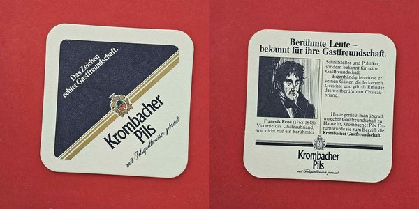Krombacher Francois Renè Brauerei Bierdeckel Coaster Beermat