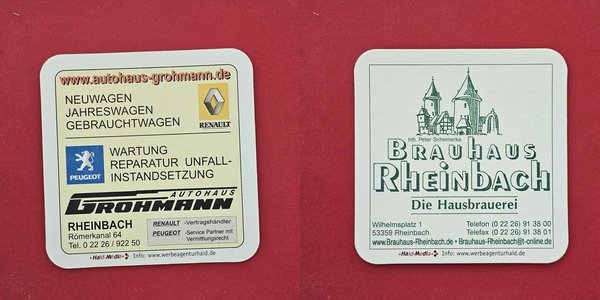Brauhaus Rheinbach Grohmann Brauerei Bierdeckel Coaster Beermat