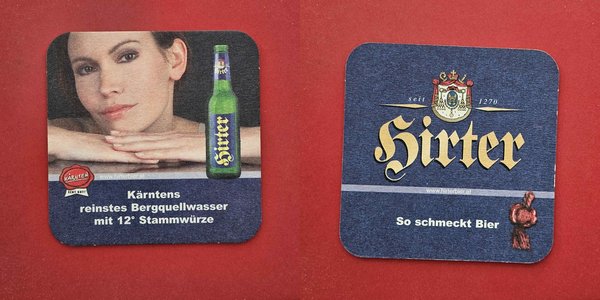 Hirter Kärten Frau und Flasche Brauerei Bierdeckel Coaster Beermat