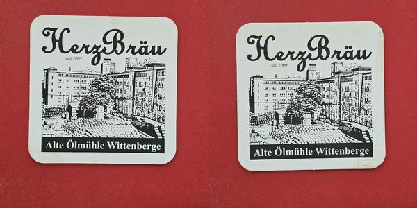 Herz Bräu Alte Ölmühle Wittenberge Brauerei Bierdeckel Coaster Beermat