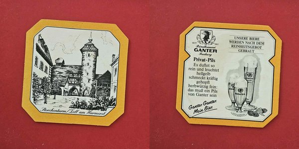 Ganter Freiburg Storchenturm Brauerei Bierdeckel Coaster Beermat