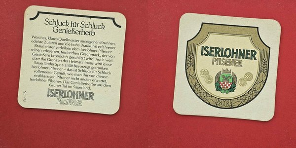 Iserlohner Pilsener – Schluck für Schluck Brauerei Bierdeckel Coaster Beermat
