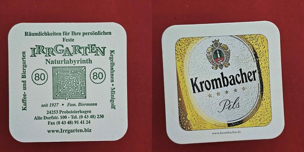 Krombacher Irrgarten Brauerei Bierdeckel Coaster Beermat