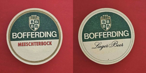 Bofferding Meeschterbock grüner Halbkreis Brauerei Bierdeckel Bier