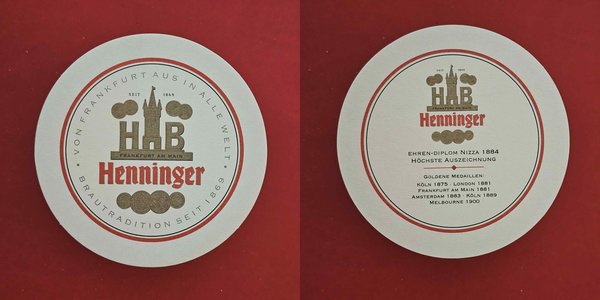 Henninger roter Kreis Brauerei Bierdeckel Bier