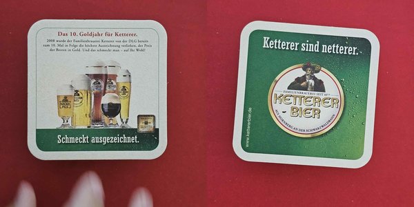 Ketterer-Bier Hornberg Das 10. Goldjahr Brauerei Bierdeckel Bier