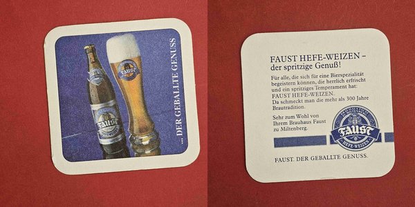 Faust….der geballte Genuss Brauerei Bierdeckel Coaster Beermat