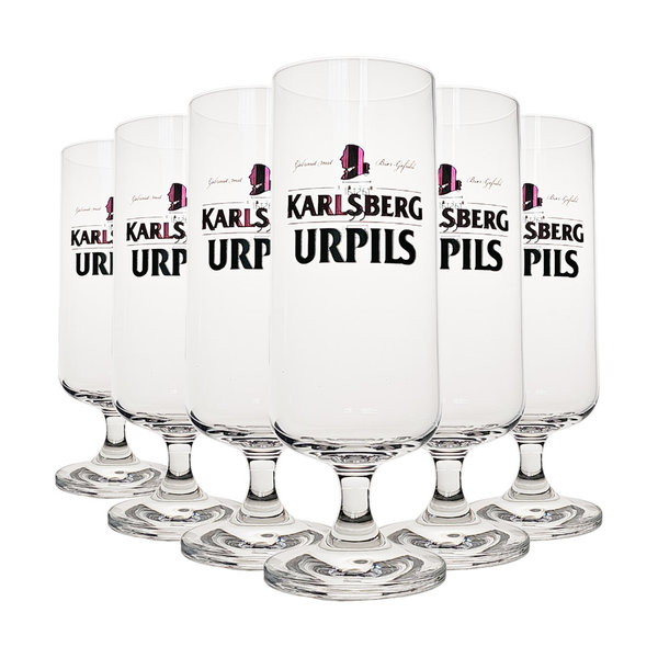 6x Karlsberg Urpils Bierglas Tulpe Glas 0,3l Pils Bier Pokal Gläser Biergläser